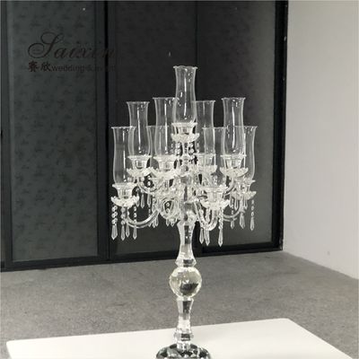 9 Branches 9 Arm Crystal Candelabra For Interior Decor Candle Holder Home