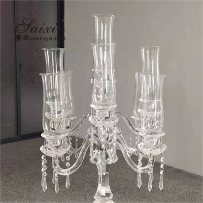 9 Branches 9 Arm Crystal Candelabra For Interior Decor Candle Holder Home