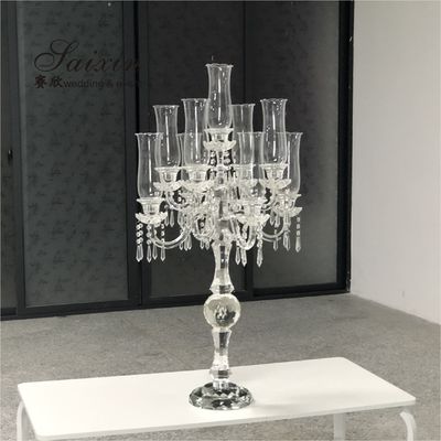 9 Branches 9 Arm Crystal Candelabra For Interior Decor Candle Holder Home