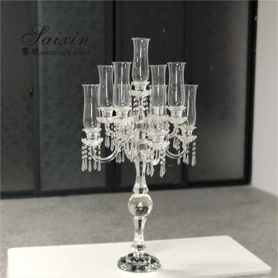 9 Branches 9 Arm Crystal Candelabra For Interior Decor Candle Holder Home