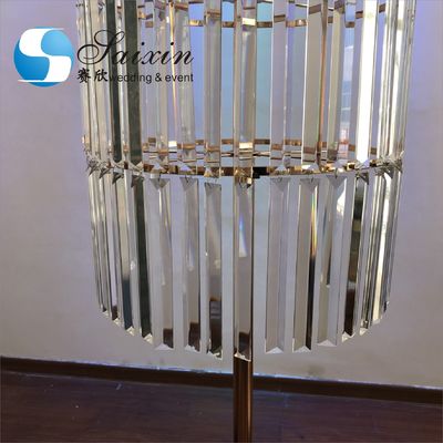 Wedding Gold Metal Stands For Centerpieces Cylinder With Long Crystal 130cm