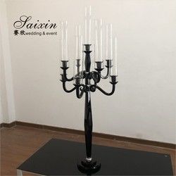 Tall Candle Holder Glass 9 Arm Crystal Candelabra For Wedding Centerpiece