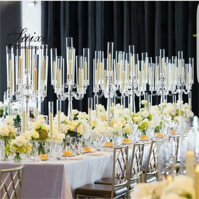 9 Arms Crystal Glass Candelabra Chandelier Decorations Table Centerpiece 125cm