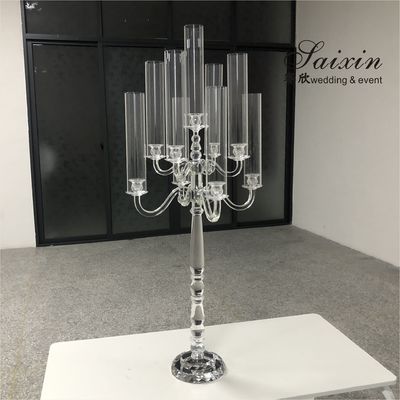 9 Arms Crystal Glass Candelabra Chandelier Decorations Table Centerpiece 125cm