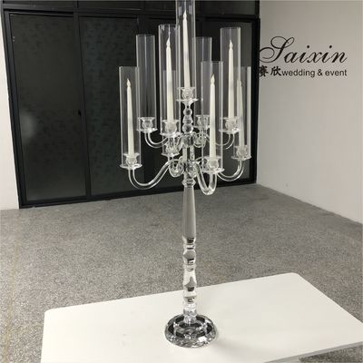 9 Arms Crystal Glass Candelabra Chandelier Decorations Table Centerpiece 125cm