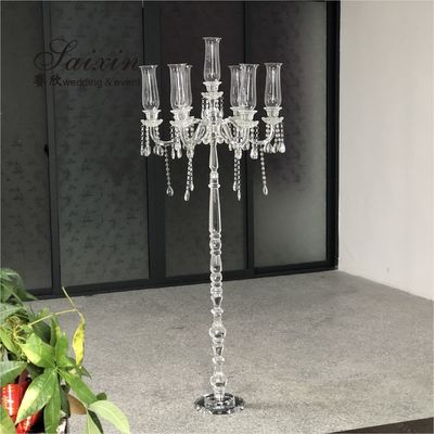 ZT-292 Hot sale wedding decoration floor standing tall crystal candelabra