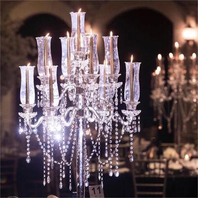 Luxury Indoor Hanging Crystal Candelabra Beaded 9 Arms 130CM