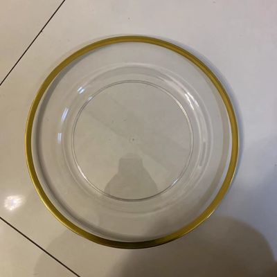 Gold Beaded Clear Acrylic Charger Plates Round Plate Gold Rim 33CM