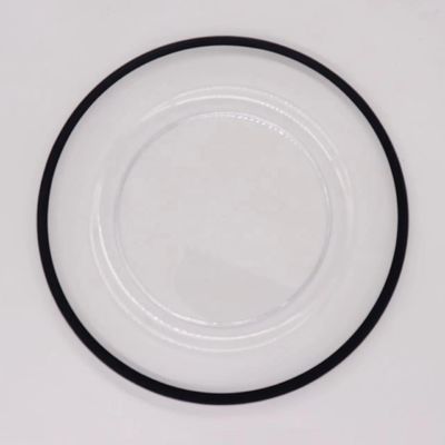 Gold Beaded Clear Acrylic Charger Plates Round Plate Gold Rim 33CM