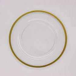 Gold Beaded Clear Acrylic Charger Plates Round Plate Gold Rim 33CM