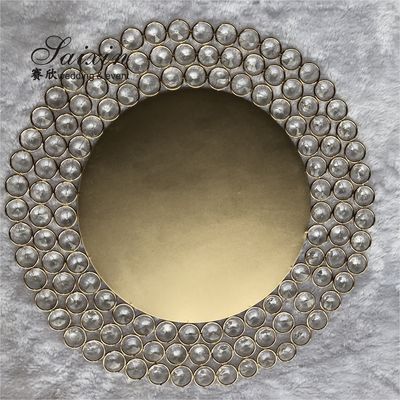Glass Gold Beaded Charger Plates Wedding Crystal 12 Inch