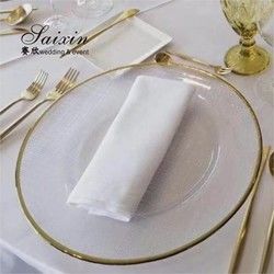 Transparent Gold Beaded Rim Charger Plate Round Flat Glass