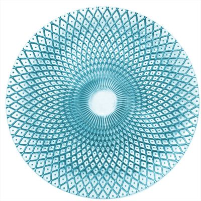 Chic Blue Red Yellow White Glass Charger Plates 12in Diamond Figure Design Glass Dinner Plates