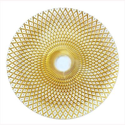 Chic Blue Red Yellow White Glass Charger Plates 12in Diamond Figure Design Glass Dinner Plates