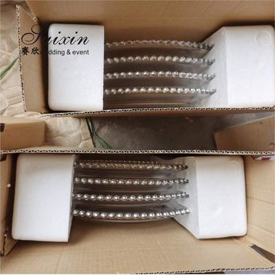 Clear Glass Beaded Charger Plates Wedding Event Gold Silver 32cm/27cm/21cm