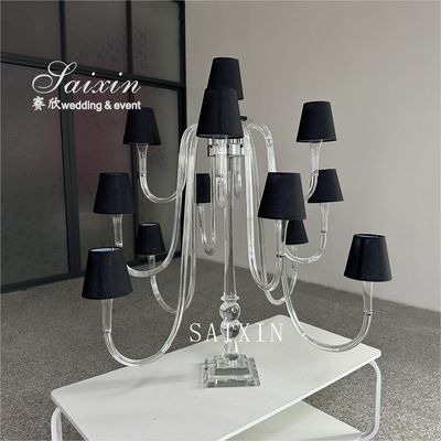 Beautiful 13 arms crystal lamp stand for wedding centerpieces