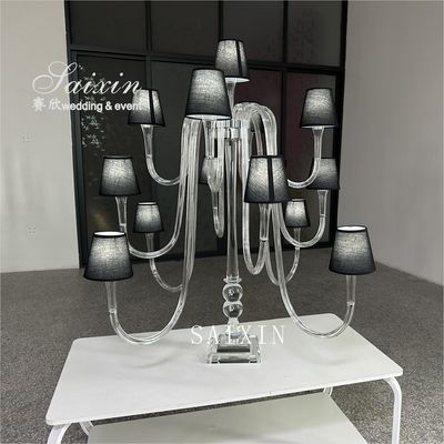 Beautiful 13 arms crystal lamp stand for wedding centerpieces