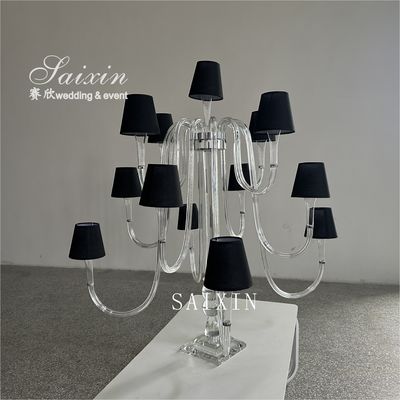 Beautiful 13 arms crystal lamp stand for wedding centerpieces
