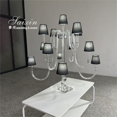 Beautiful 13 arms crystal lamp stand for wedding centerpieces