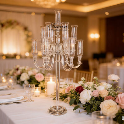 New Luxury 13 Arms Clear Crystal Tall Candelabra for Table&Wedding Decoration