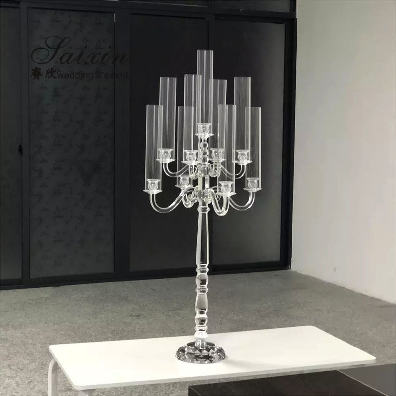 zt-352 Tall crystal candelabra for wedding table centerpieces