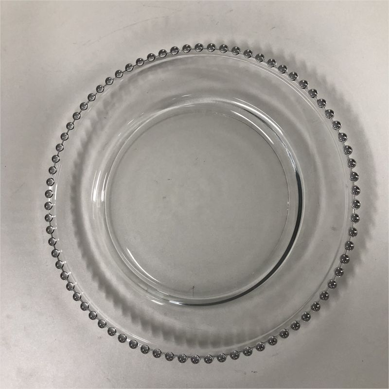 Clear Glass Beaded Charger Plates Wedding Event Gold Silver 32cm/27cm/21cm
