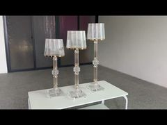 3 Pcs Set Gold Clear Ring Shade Crystal Glass Candle Holder Stands for Wedding Centerpieces
